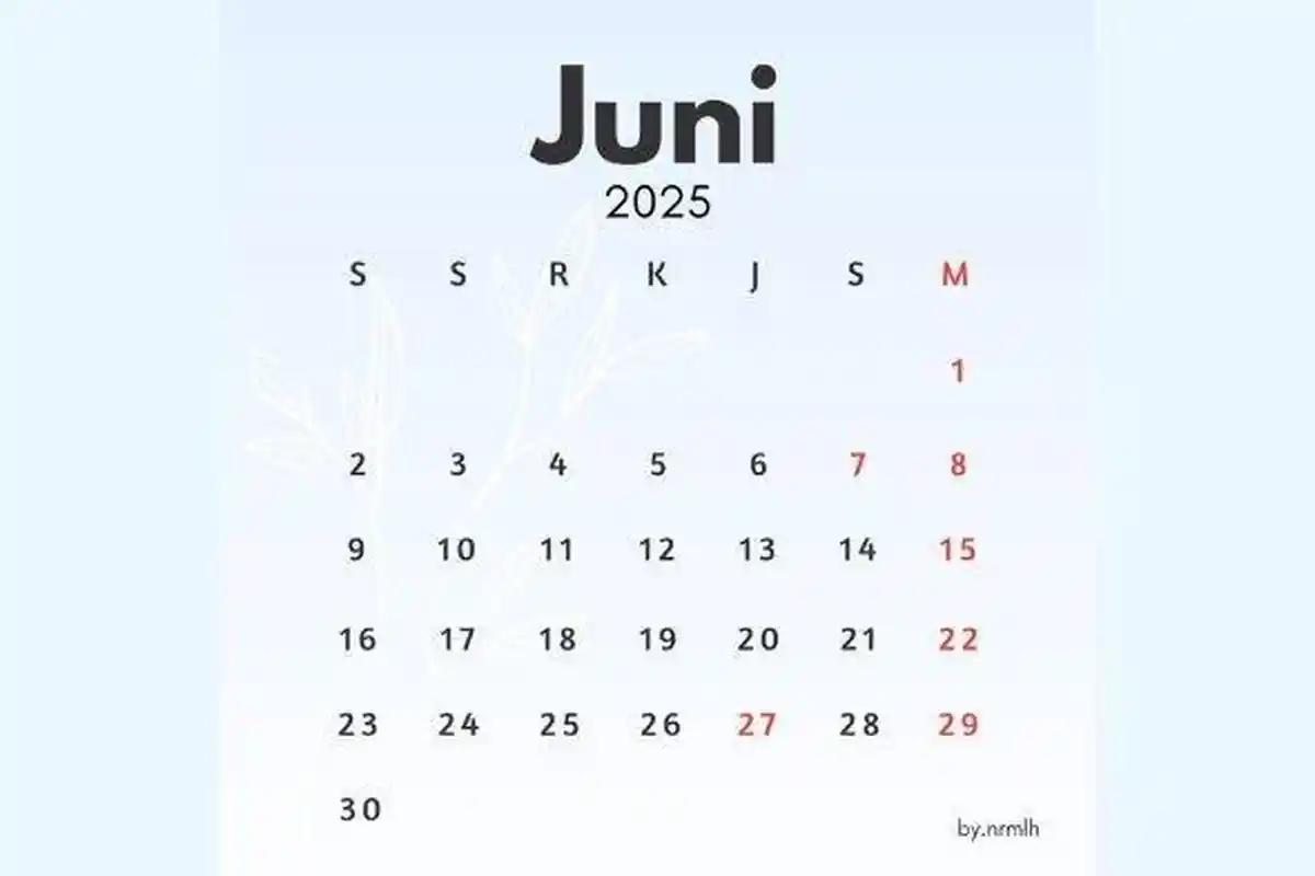 Kalender 2025 Lengkap dengan Hari Libur di Bulan Juni