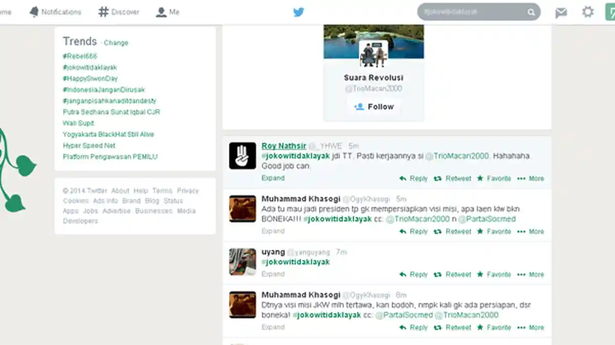 Hashtag Jokowi Tidak Layak Jadi Trending Topic di Twitter