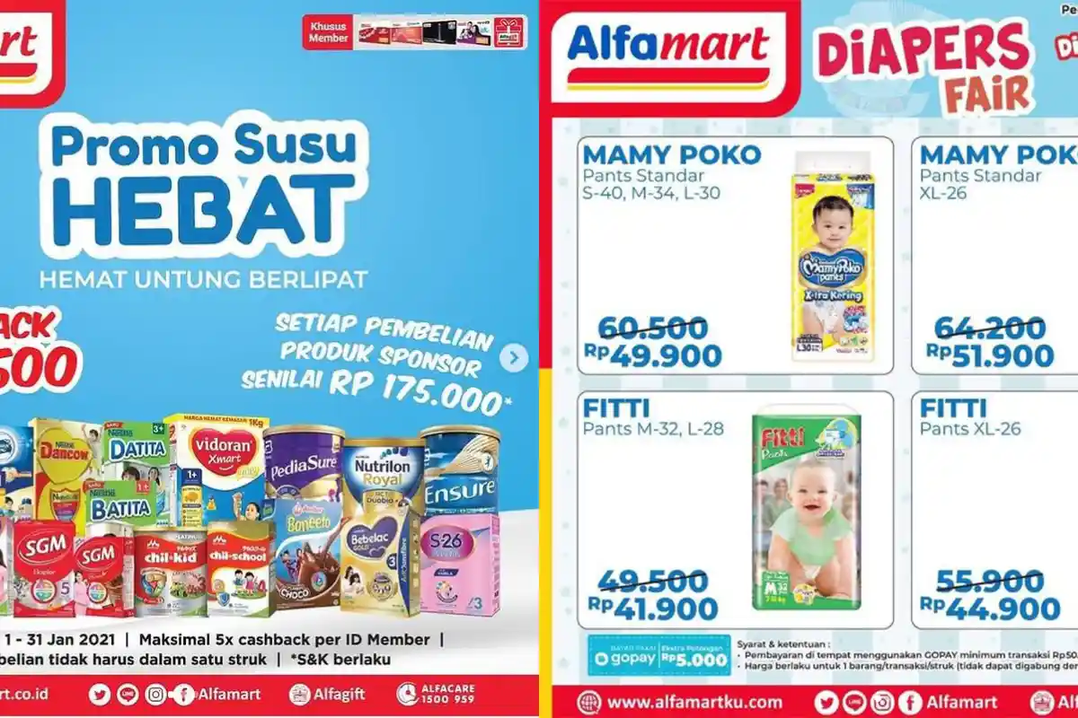 Promo Alfamart Hari Ini 9 Januari 2021, Diskon Susu Hebat Hingga Diapers Fair 50 Persen