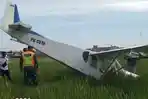 Pesawat Latih Jatuh di Areal Persawahan Dekat Bandara Adi Soemarmo Boyolali