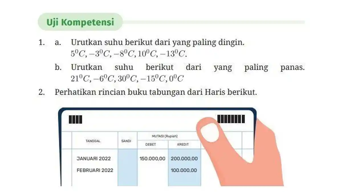 Kunci Jawaban Pelajaran Matematika Halaman 31-32 Kelas 7 SMP, Soal Bilangan Bulat