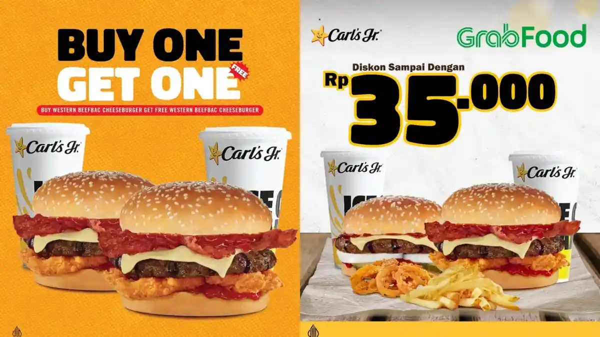LEBIH HEMAT! Promo Carls Jr 13-15 Mei 2023, Beli 1 Gratis 1 Western Beefbac Cheeseburger