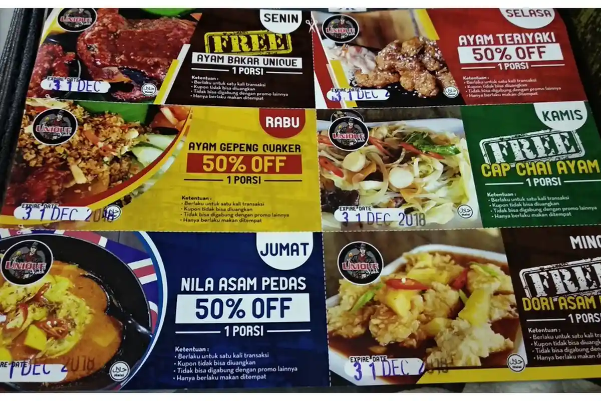 Belanja Rp100 Ribu di Unique Cafe, Dapat Voucher Diskon Senin Hingga Jumat