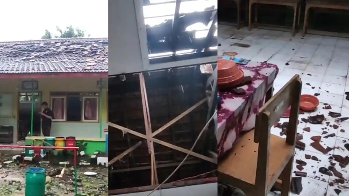 Diterjang Angin Puting Beliung, SDN Muktiharjo 01 Pati Porak Poranda