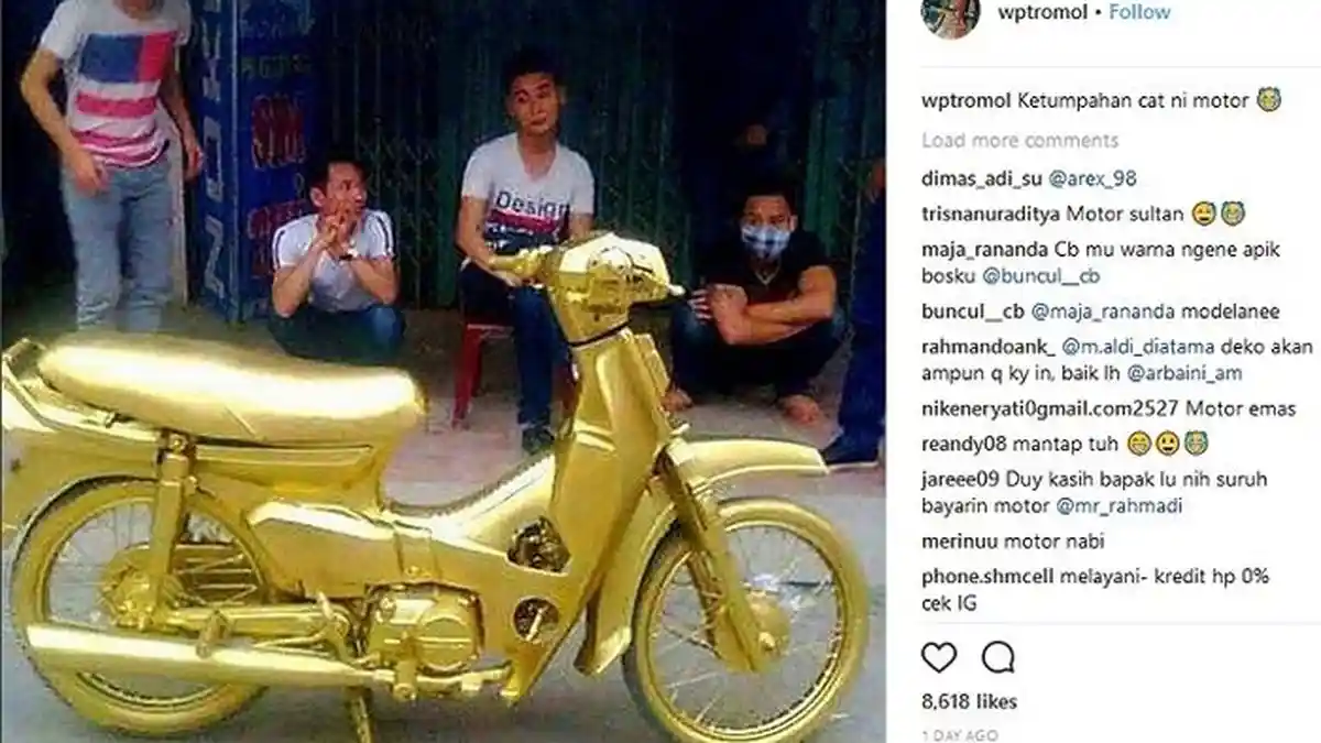 Modifikasi Honda Astrea Prima Bertabur 'Emas' Satu Ini Bikin Ngakak