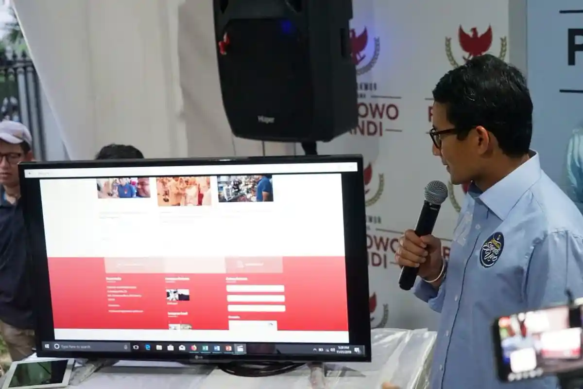 Paslon Prabowo-Sandi Launching Website Resmi, Informasi Pribadi sampai Jadwal Kampanye Disajikan