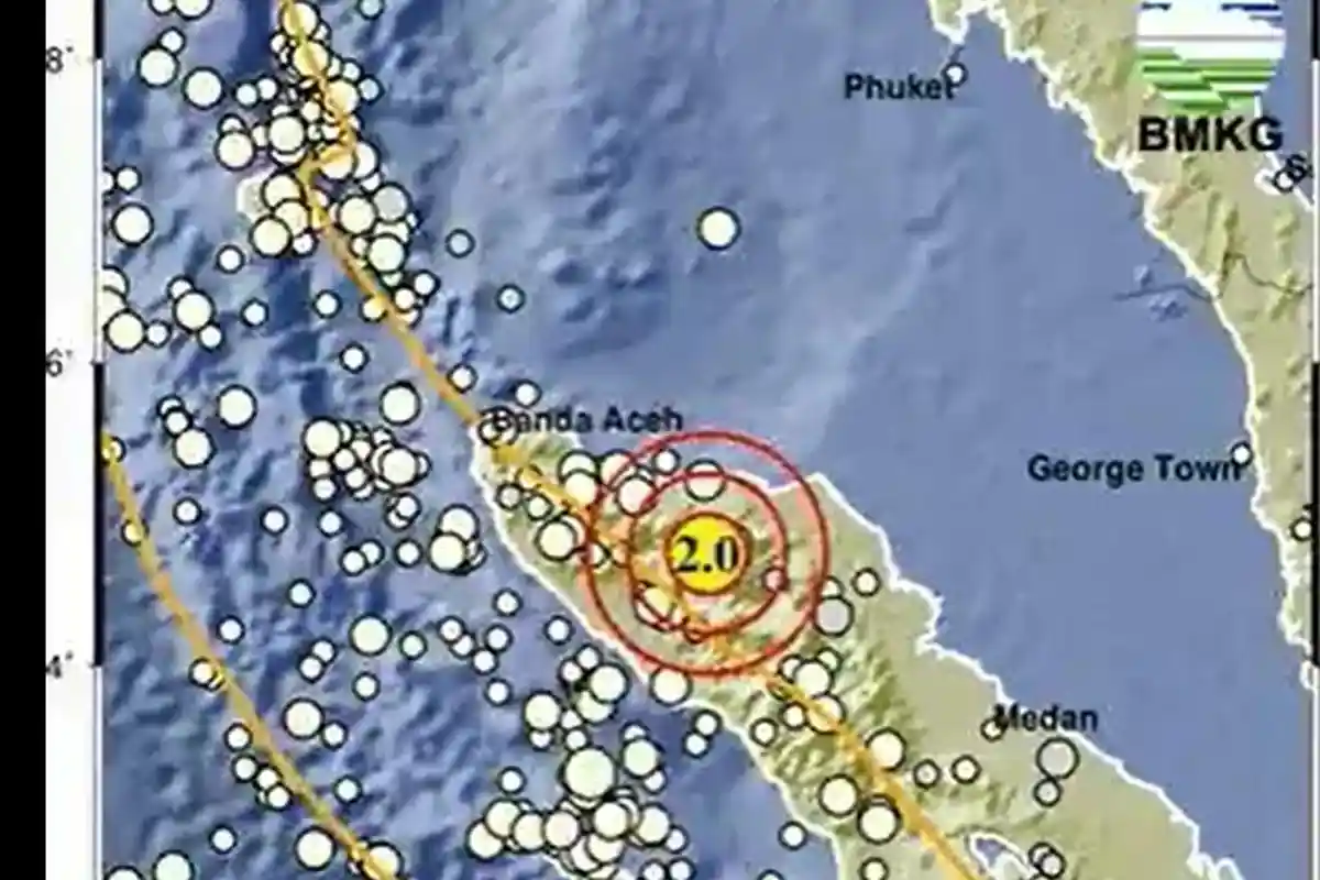 Gempa Bumi Terkini, Magnitudo 2.0 Guncang KAB-BENERMERIAH-ACEH dengan Kedalaman 10Kilometer