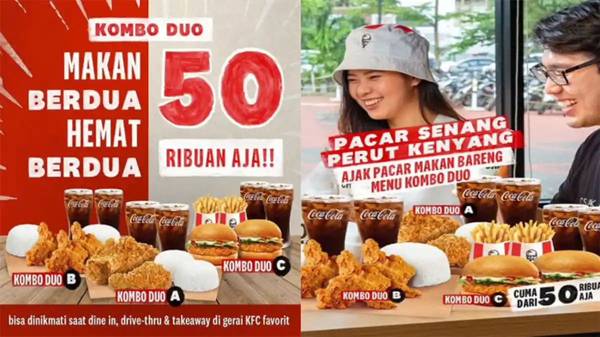 PROMO KFC Hari Ini Selasa 31 Agustus 2021, KFC Kombo Duo Cuma 50 Ribu dengan 3 Pilihan Varian Menu