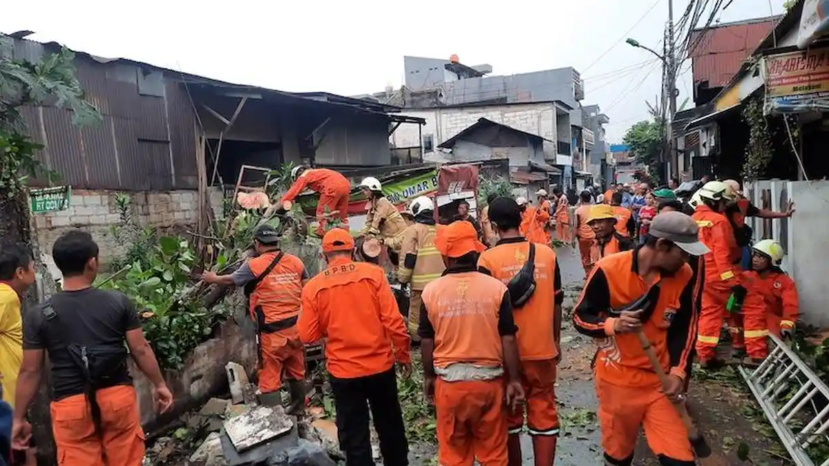 Pohon Tumbang di Duren Sawit Jakarta Timur, Dua Orang Warga Luka Ringan
