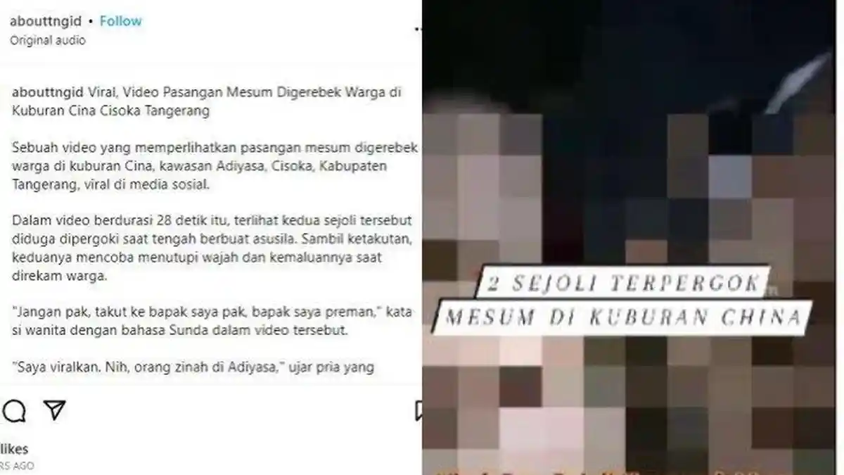 ASTAGFIRULLAH Sepasang Kekasih Berbuat Asusila di Kuburan Cina Tangerang, Celana Sudah Terlepas