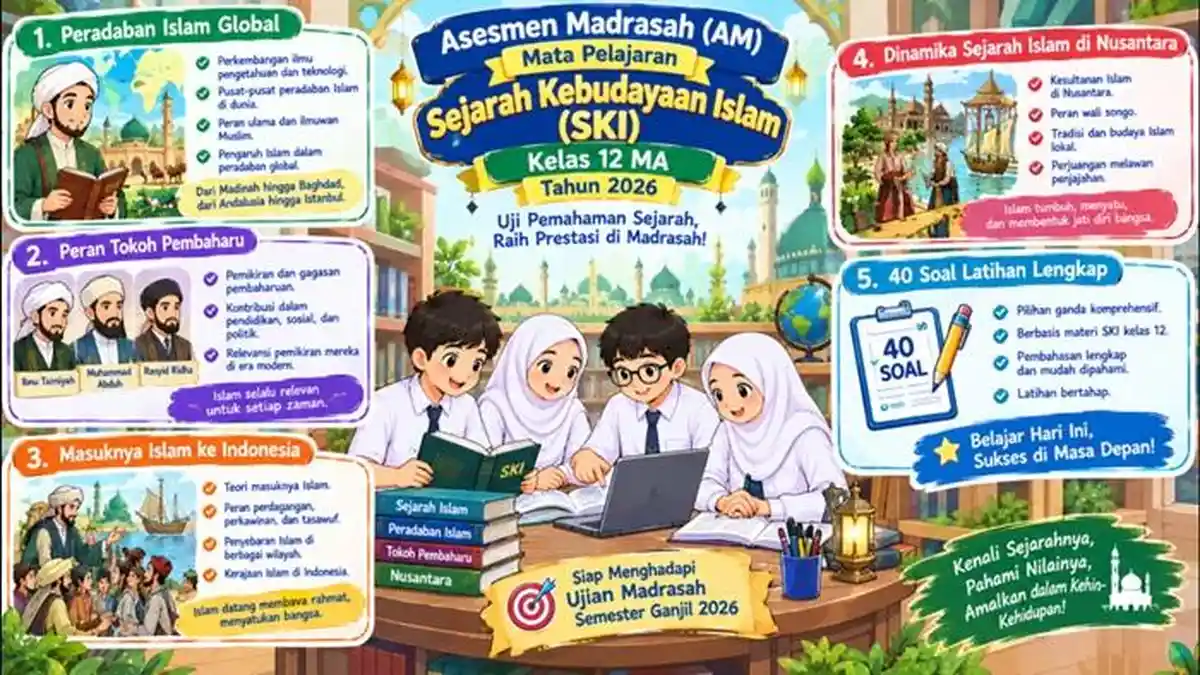 40 Soal Asesmen Madrasah SKI Kelas 12 MA Semester 1 2026 Dilengkapi ...