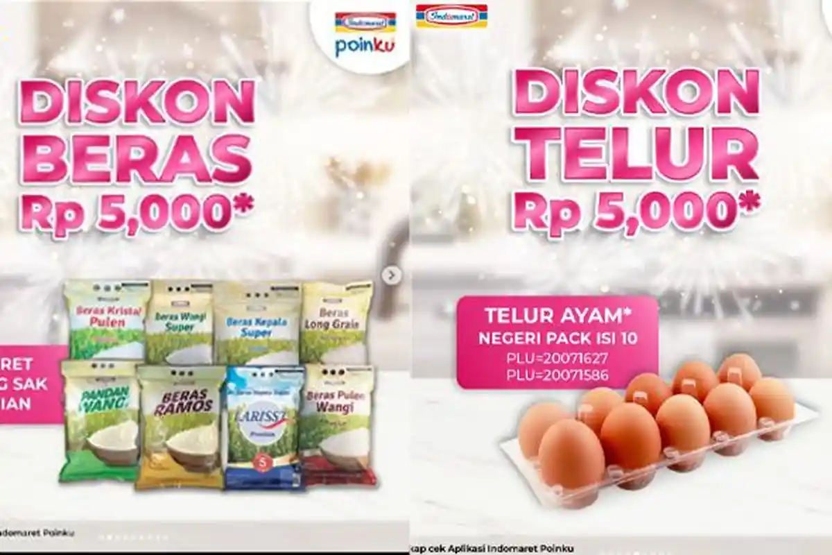 Promo Alfamart dan Indomaret Hari Ini Senin 9 Januari 2023: Serbu Diskon 5.000 Beras Hingga Telur