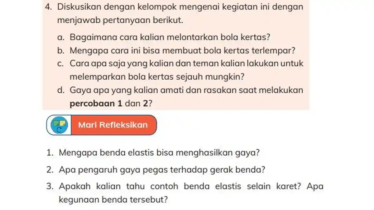 Kunci Jawaban IPAS Kelas 4 Halaman 82 Kurikulum Merdeka: Benda Elastis