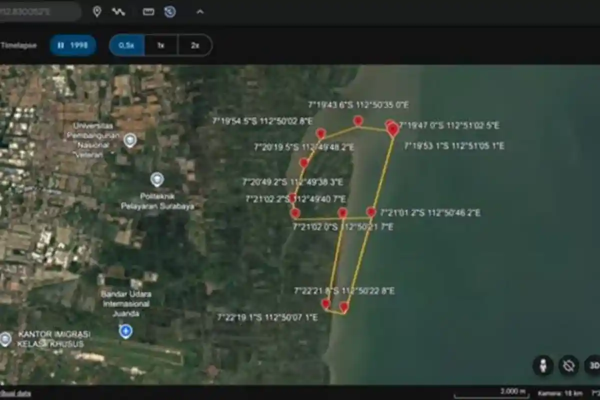 Timelapse Kawasan HGB di Pesisir Laut Sidoarjo, Ungkap Fakta Historis Berikut