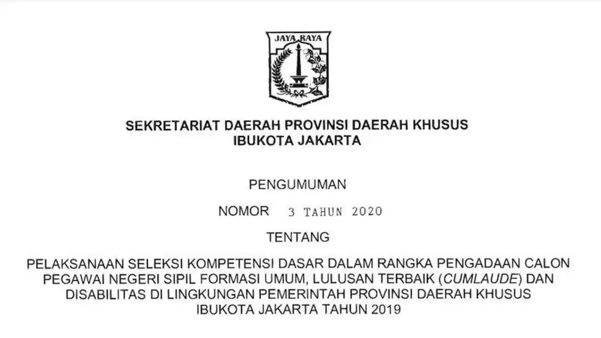UPDATE Lokasi dan Jadwal Tes SKD CPNS Pemprov DKI Jakarta, Lengkap dengan Tata Tertib Peserta Tes