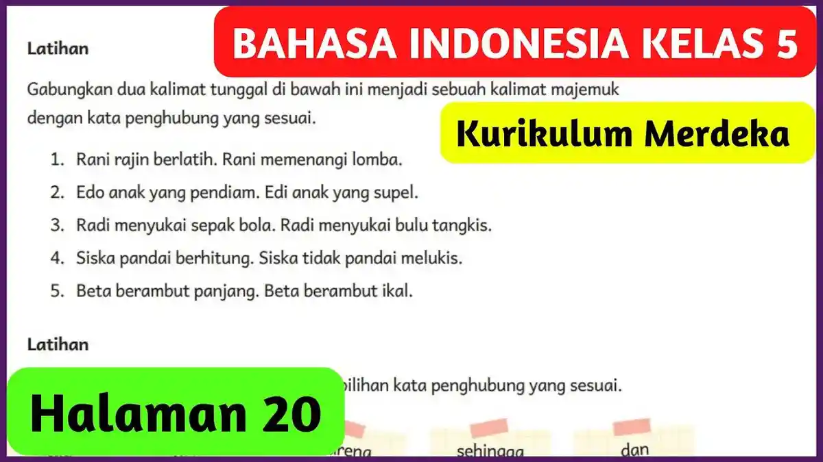 Kunci Jawaban Bahasa Indonesia Kelas 5 Hal 20:Bagaimana Dua Kalimat ...