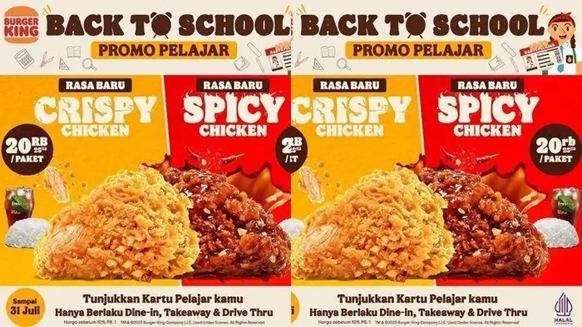 Promo Burger King Hari Ini 21 Juli 2023: Promo Pelajar Paket Lengkap Cuma Rp25 Ribu