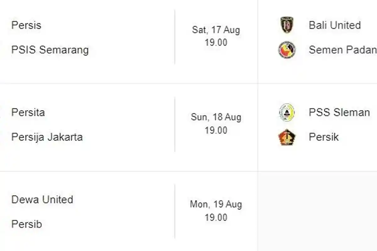 Jadwal Lengkap Pertandingan Kedua Liga 1 Akhir Pekan Ini, Persib Bertandang ke I Wayan Dipta Bali