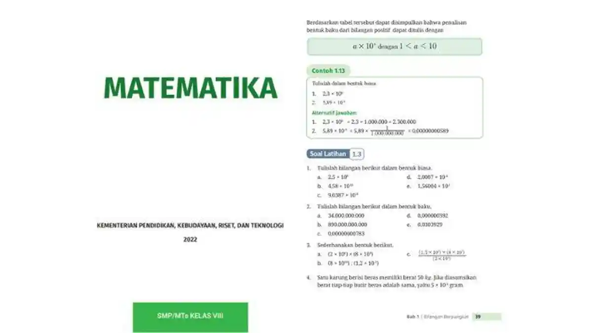 Kunci Jawaban Matematika Kelas 8 Halaman 39-40 Kurikulum Merdeka, Tulis Bilangan dalam Bentuk Baku