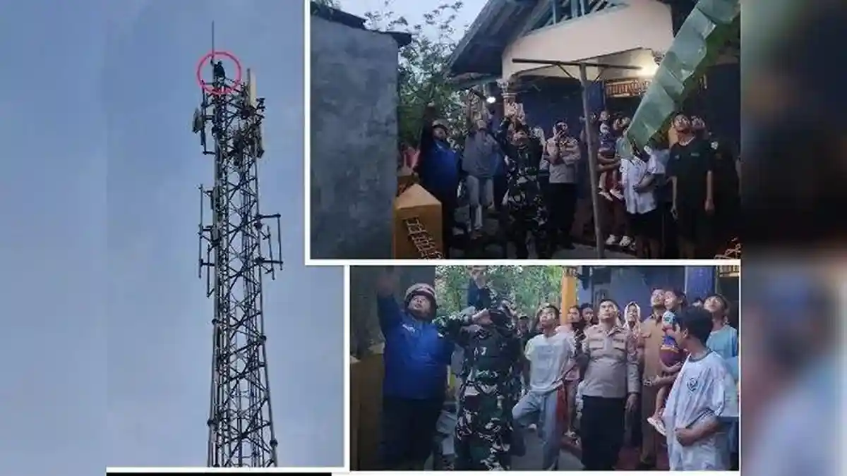 Bocah SMP Panjat Tower 72 Meter Gegara Rebutan HP, Evakuasi Berlangsung Dramatis