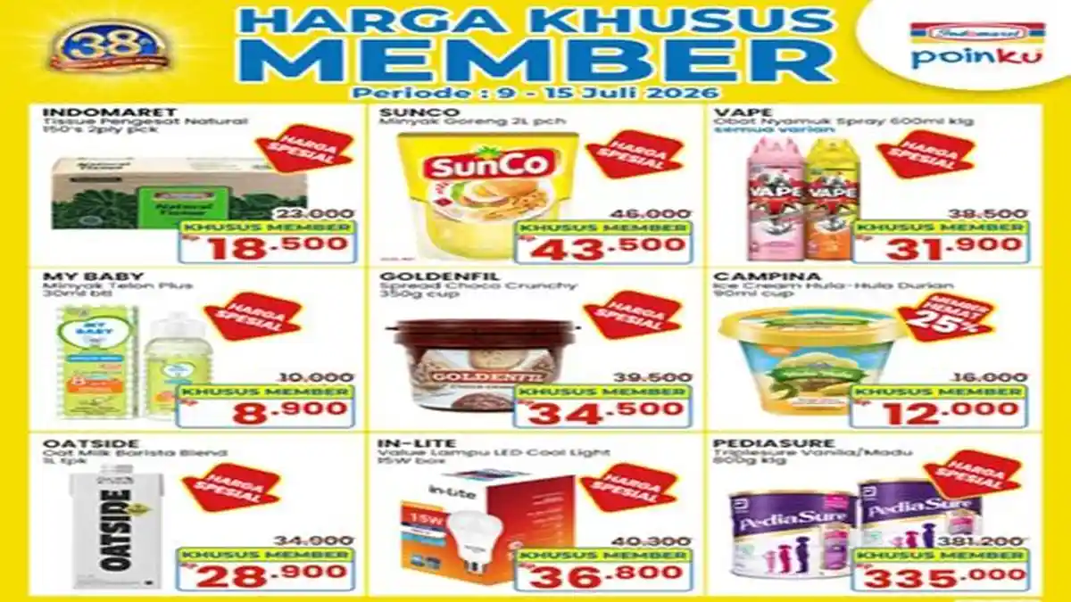 Promo Indomaret Spesial Member Hari Ini, Minyak Goreng Sunco 2L Rp 43.500, Vape Rp 31.900 - Pos-kupang.com