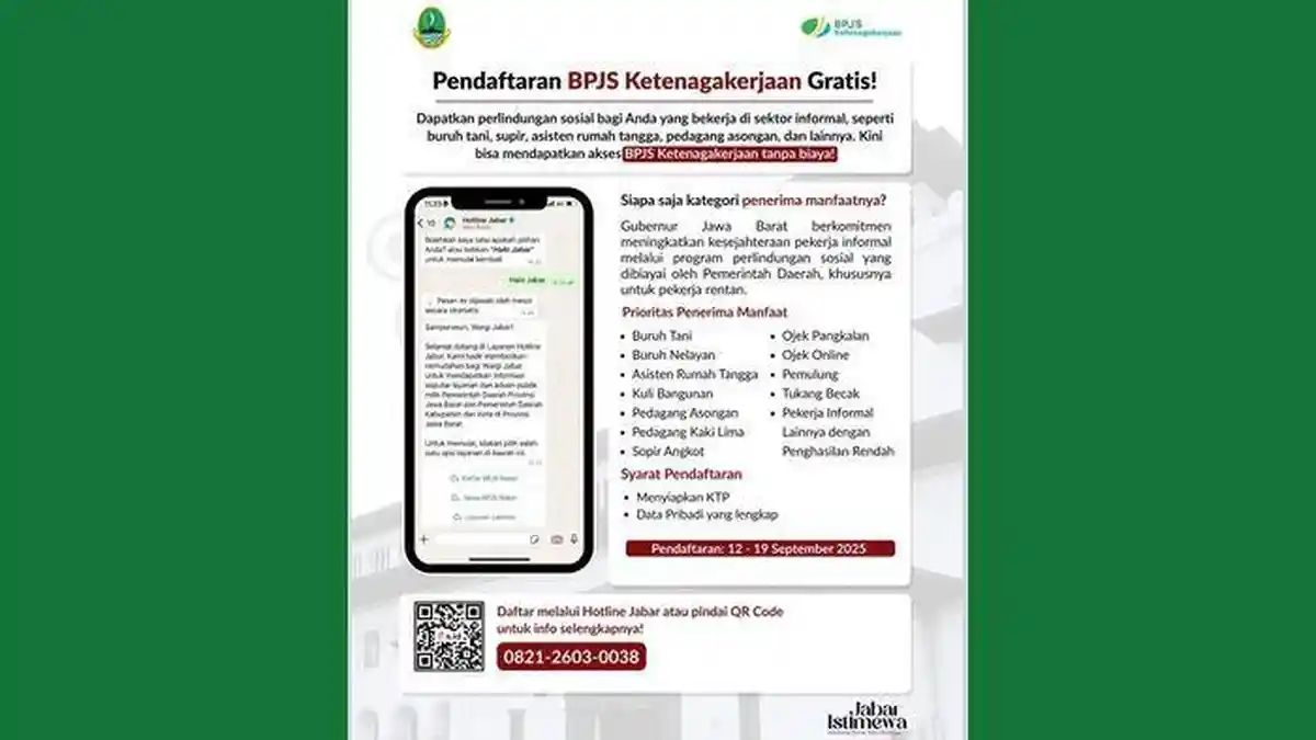 Daftar 12 Pekerja Informal di Jawa Barat yang Bisa Dapat BPJS Ketenagakerjaan Gratis