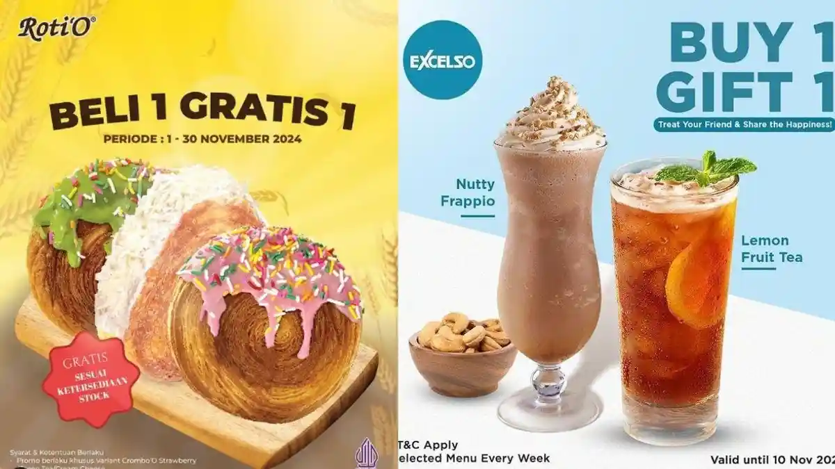 10 Daftar Promo Makanan Hari Ini 7 November 2024, Ada Promo Excelso dan Roti O Buy 1 Get 1