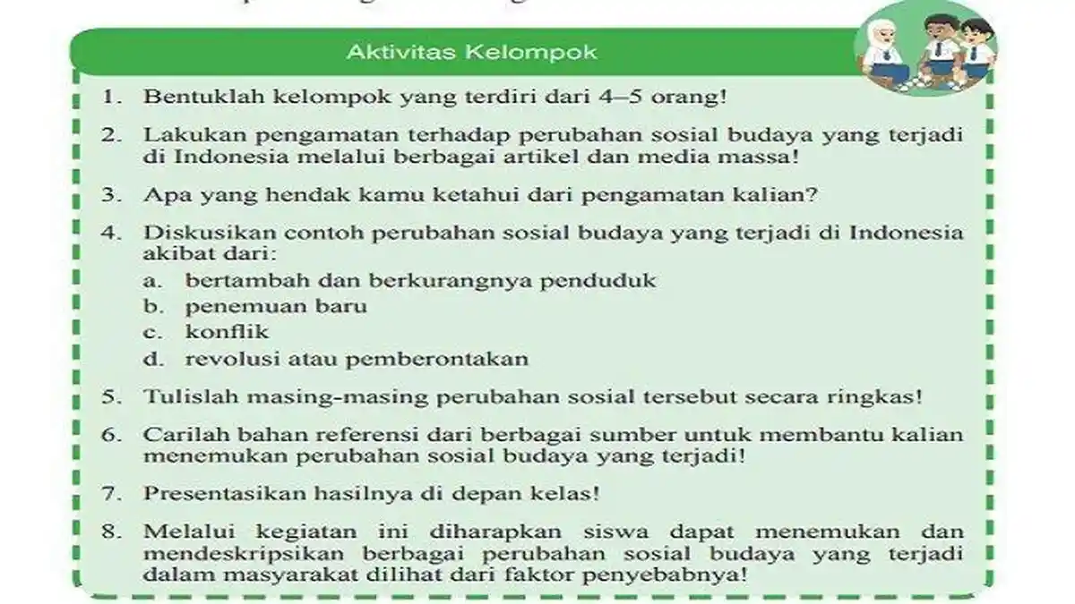 Kunci Jawaban Soal IPS Kelas 9 SMP Halaman 103 Semester 1 Kurikulum 2013, Perubahan Sosial Budaya