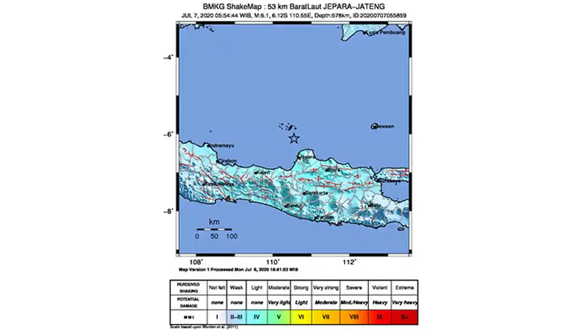 Gempa Hari Ini di Barat Laut Jepara Jateng Berkekuatan Magnitudo 6,1, Dirasakan hingga ke Denpasar