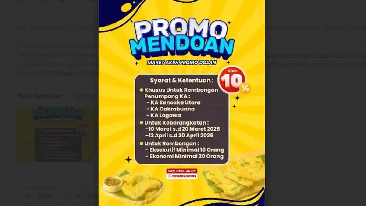Promo KAI Daop 5 Spesial Mendoan, Diskon 10 Persen untuk Pembelian Tiket