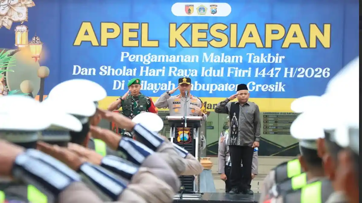 Kapolres Gresik Imbau Warga Takbiran di Masjid, Petugas Gabungan Siaga Pengamanan Idulfitri 1447 H