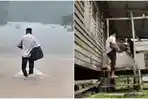 Dedikasi Tanpa Pamrih, Pria ini Rela Terobos Hujan Deras dan Banjir Selutut Demi Antar Buku ke Murid