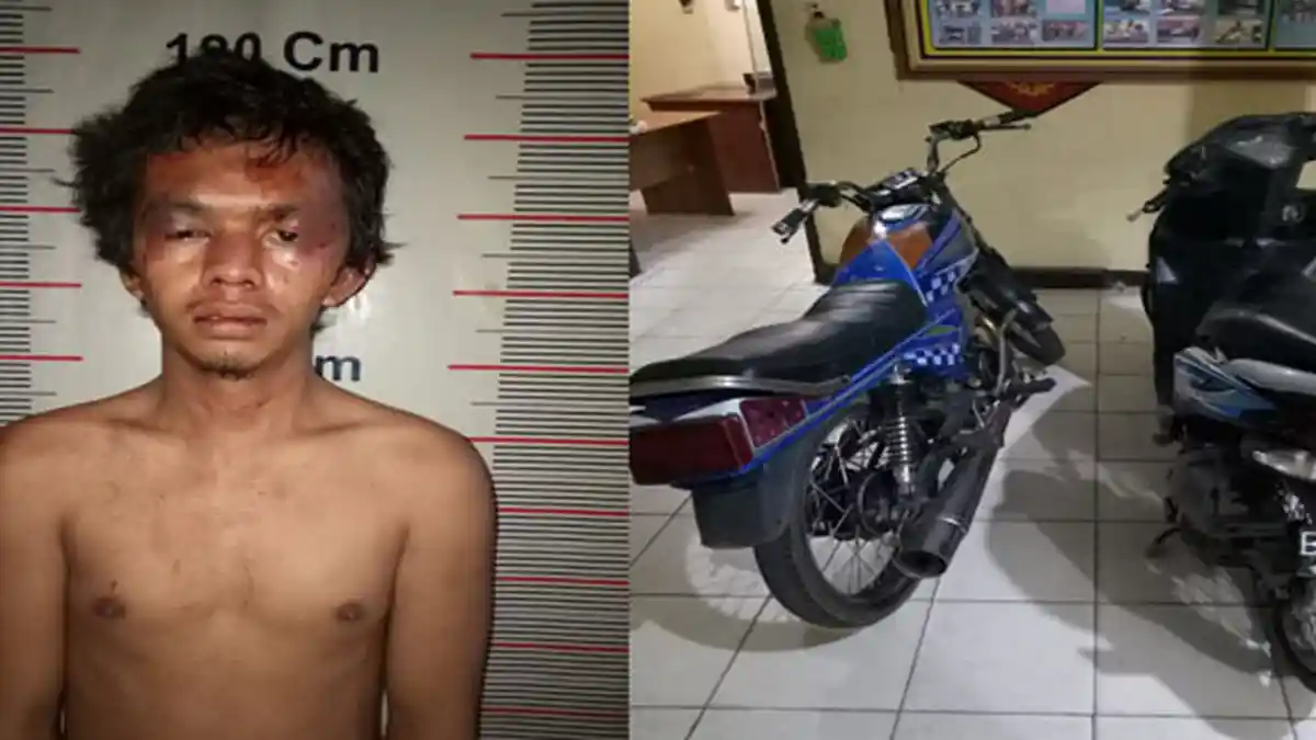 Ditinggal Rekannya, Pencuri Motor Ini Babak Belur Dihajar Warga