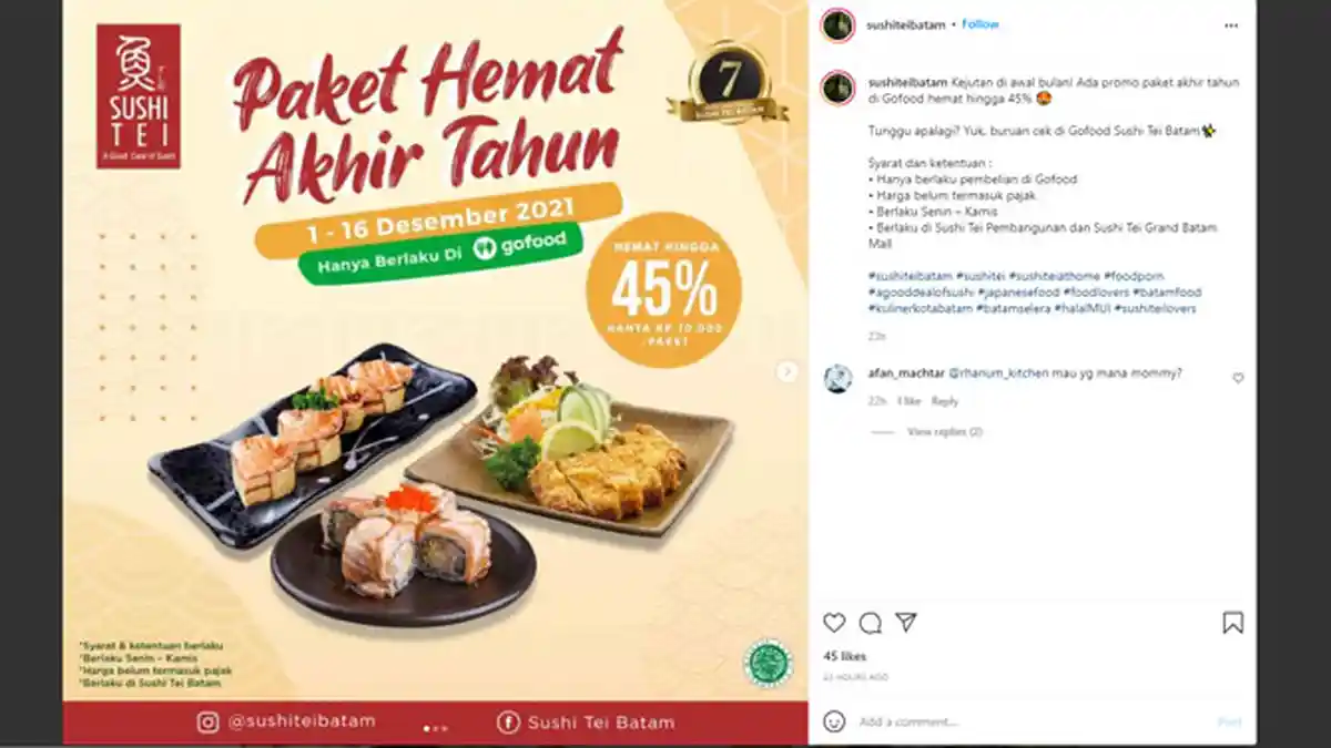PROMO! Sushi Tei Tawarkan Paket Hemat Akhir Tahun hingga 16 Desember 2021