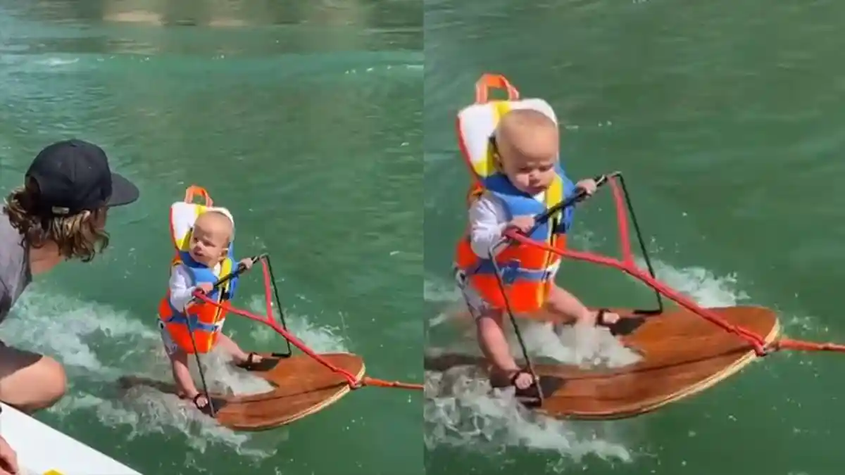 Bayi Berusia 6 Bulan Diajak Main Ski Air oleh Ayahnya, Wow Aksinya Bikin Warganet Terpukau  