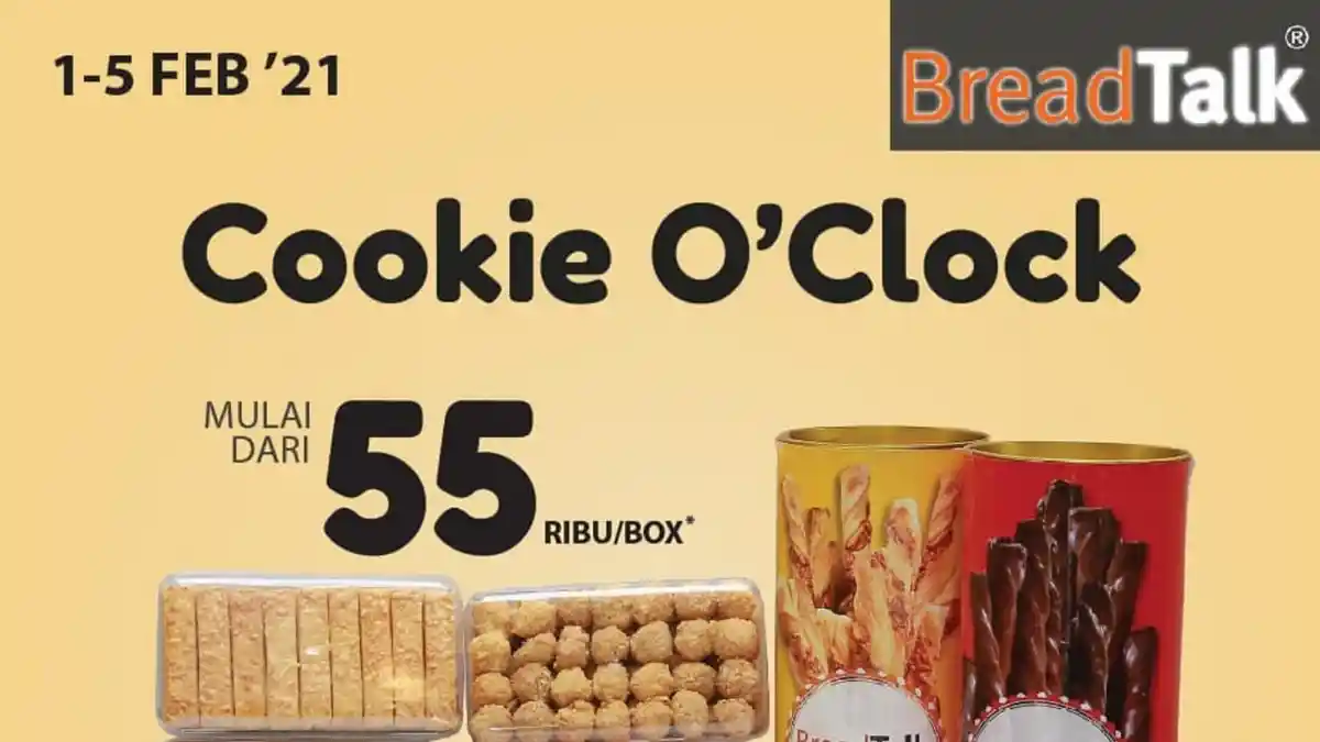 Promo BreadTalk, Promo Cookie O’Clock Hingga 5 Februari 2021, Cookies Mulai Dari Rp 55.000 Per Boks