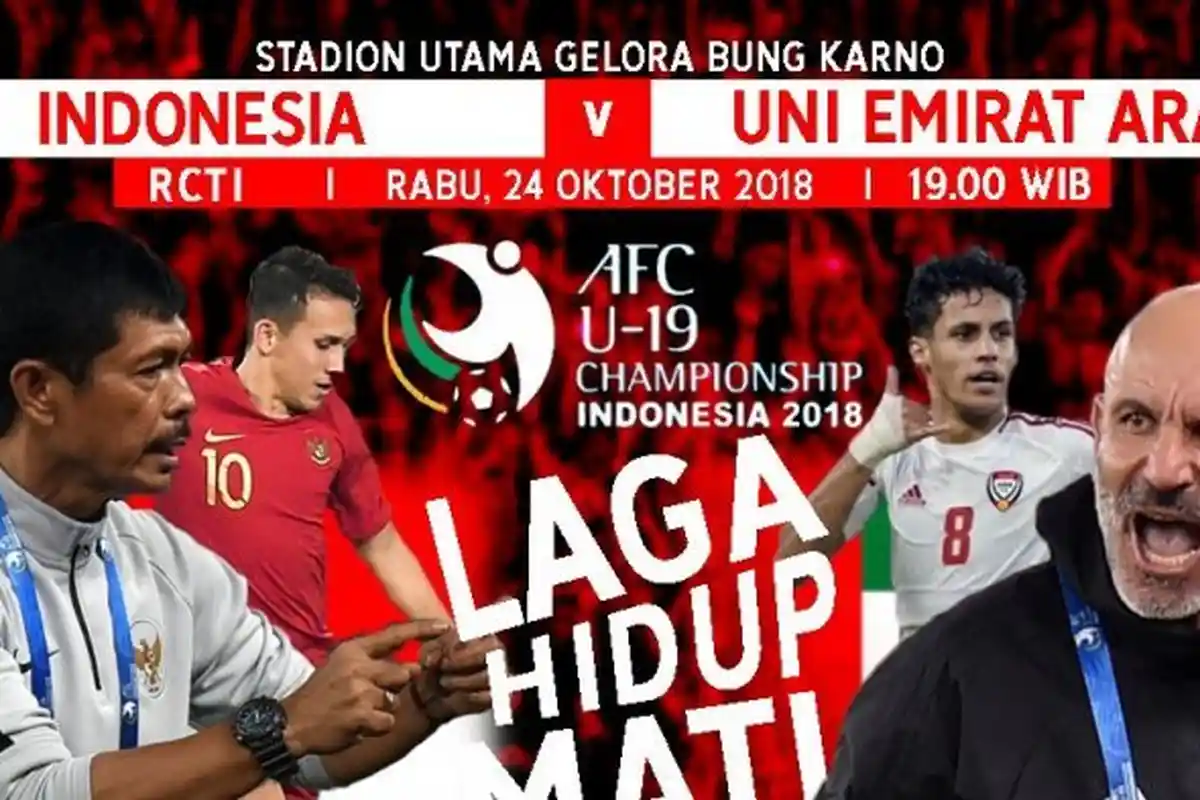 Link Live Streaming RCTI Timnas U-19 Indonesia Vs Uni Emirat Arab (UEA), Siaran Langsung 19.00 WIB