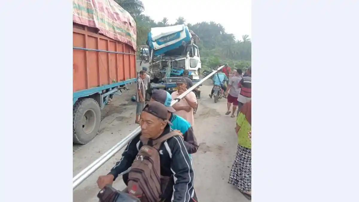 SOPIR Truk Pengangkut Sawit Tewas setelah Menabrak Truk di Depannya