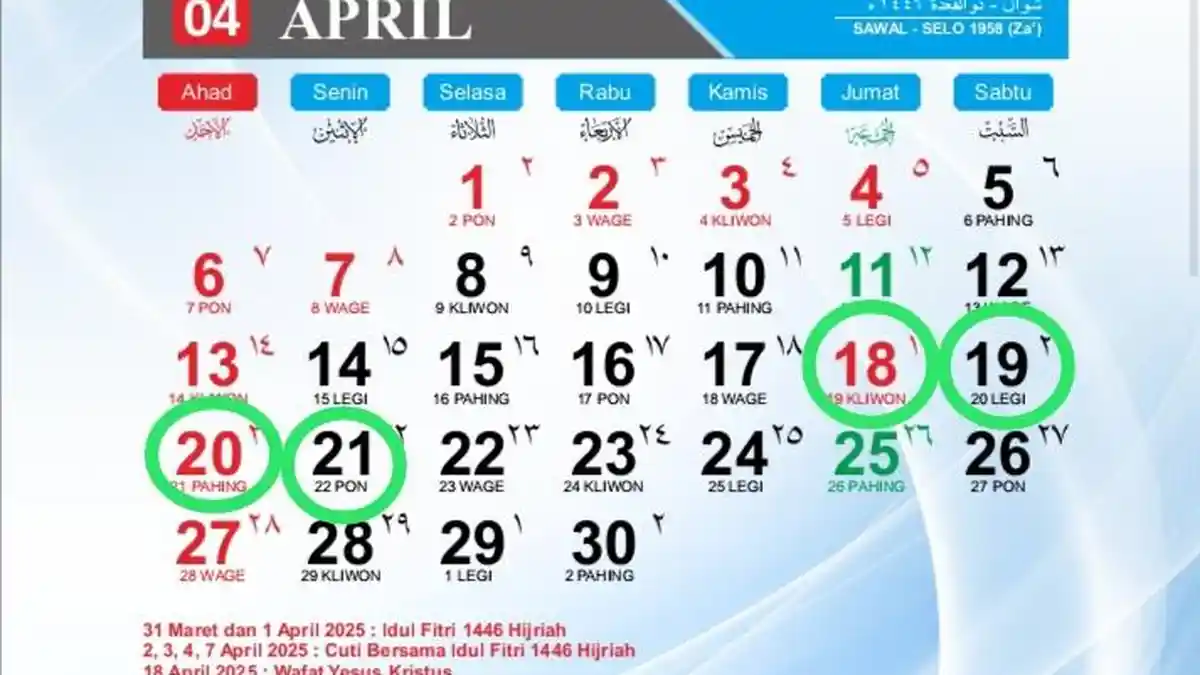 Kalender 2025 : 7 Long Weekend atau Libur Panjang dalam Waktu Dekat Hingga Bulan Desember