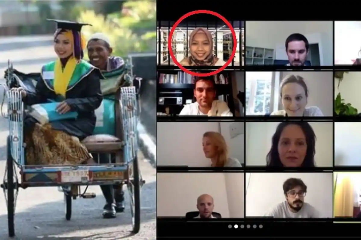 Diantar Ayah Saat Wisuda, Raeni Anak Tukang Becak  Kini Jadi Doktor di Inggris, Berteman dengan Bule