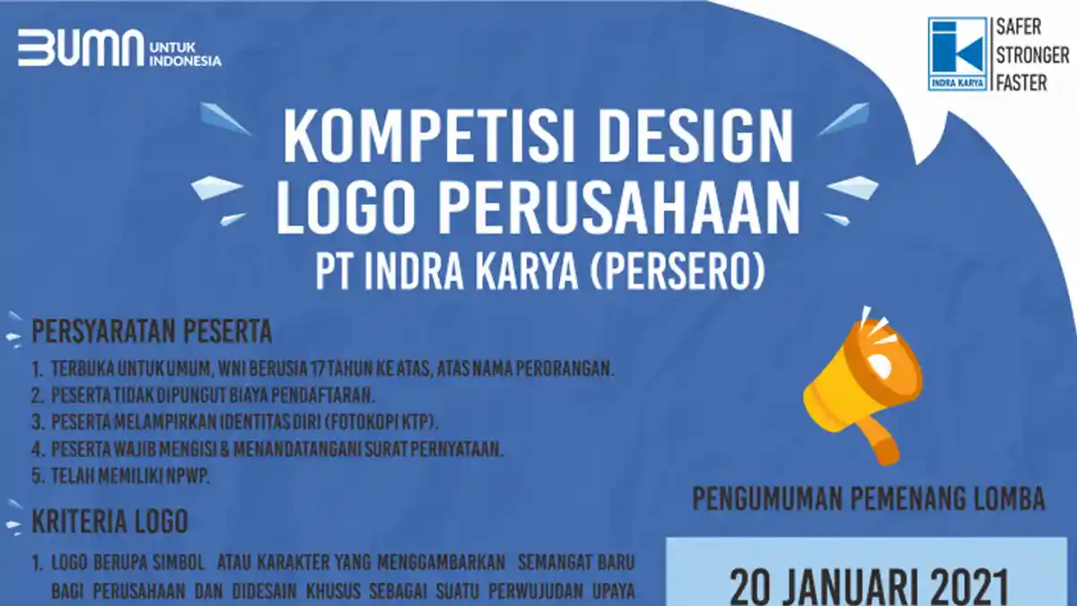 Info Lomba 2021: BUMN PT Indra Karya Gelar Kompetisi Desain Logo Perusahaan, Total Hadiah Rp 17 Juta