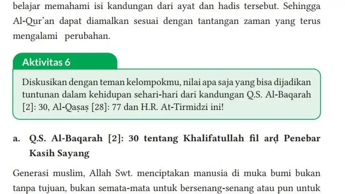 Jawaban Aktivitas 6, Soal Pendidikan Agama Islam Kelas 9 Halaman 155 Kurikulum Merdeka