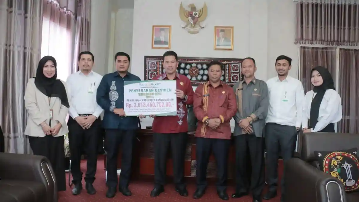Pemkab Bener Meriah Terima Deviden dari Bank Aceh Syariah Rp 3,6 Miliar