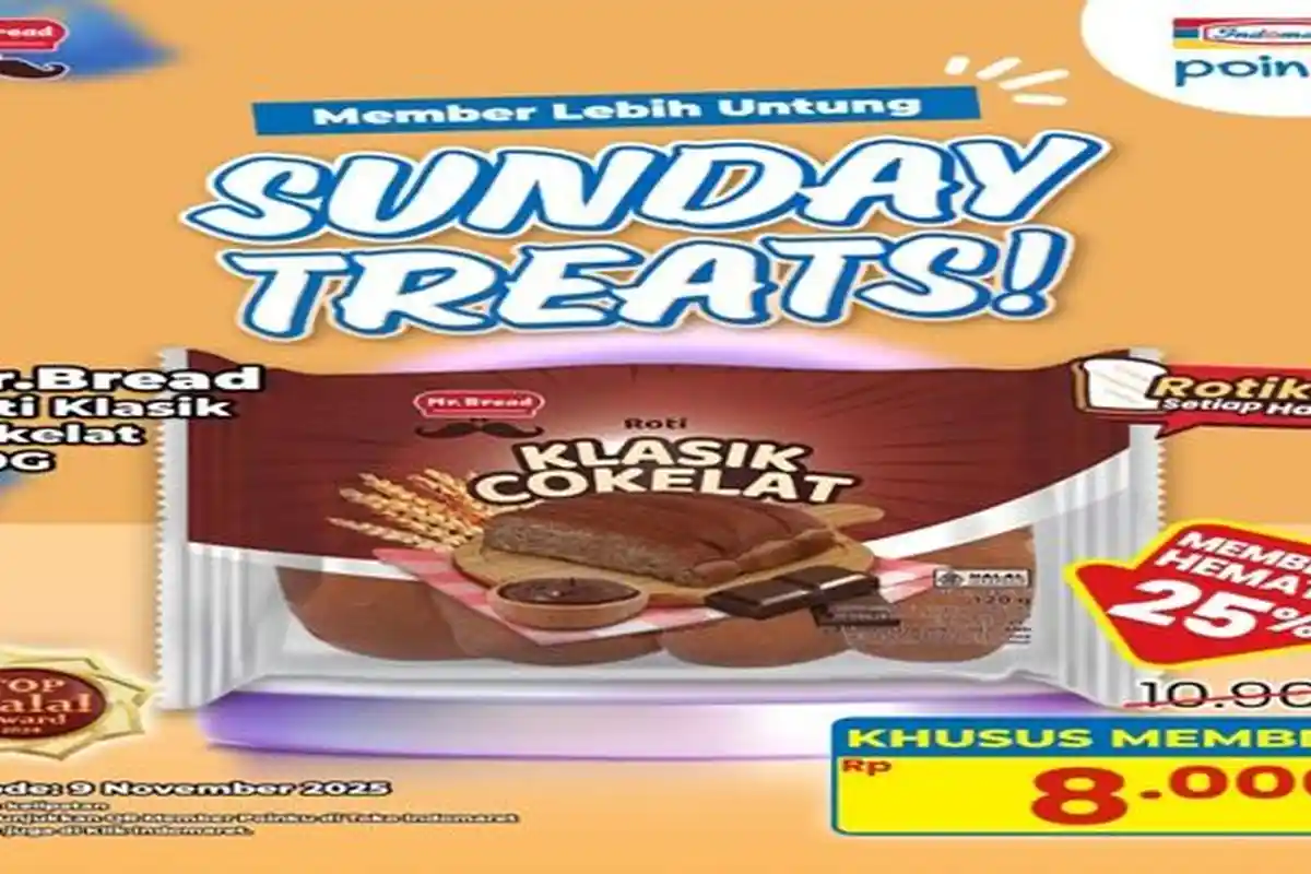 Promo Indomaret Hari Ini Minggu, Mr Bread Roti Klasik Coklat Cuma Rp 8.000