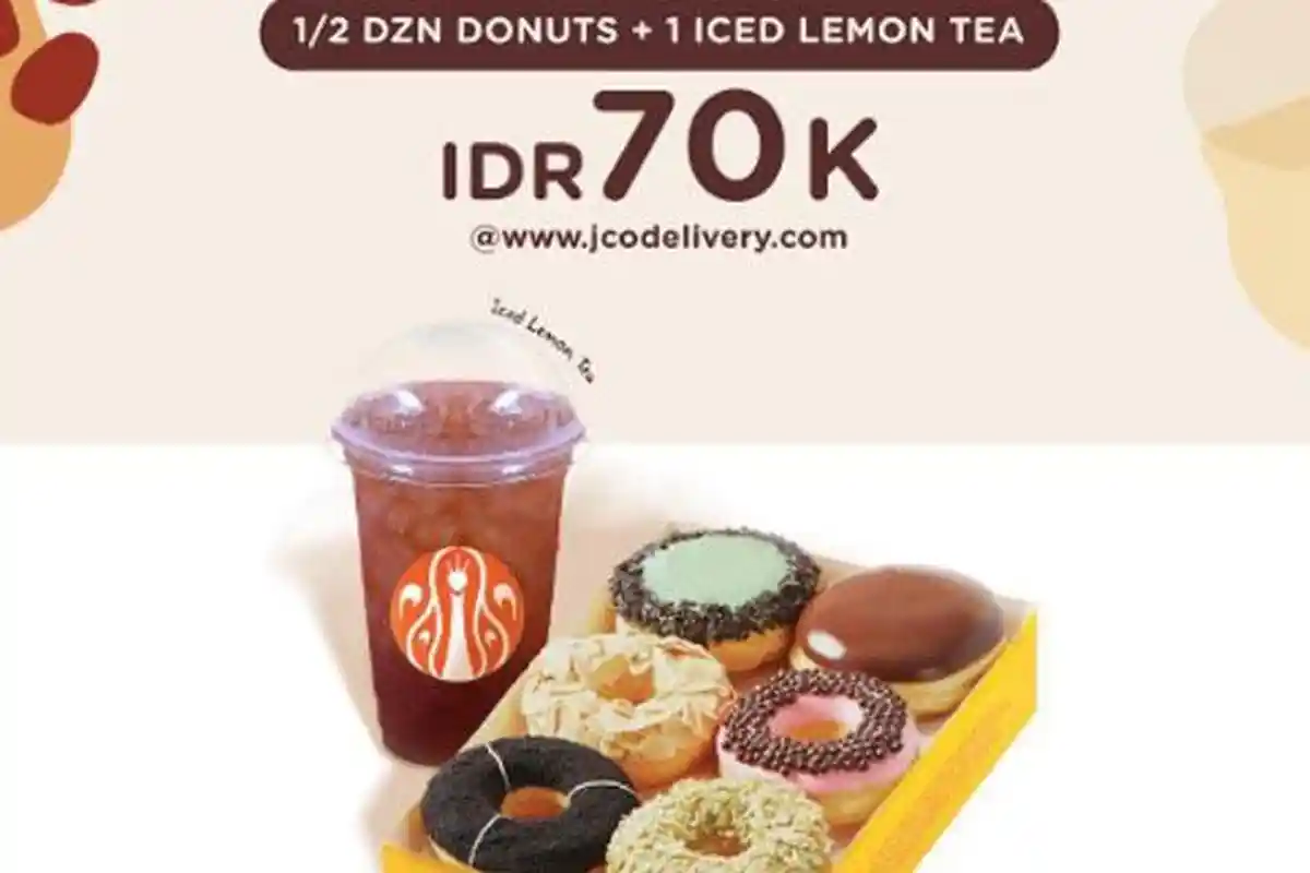 3 Promo JCO Hari Ini 17 Januari 2023, 1/2 Dzn Donuts + Iced Lemon Tea hanya Rp70 Ribu