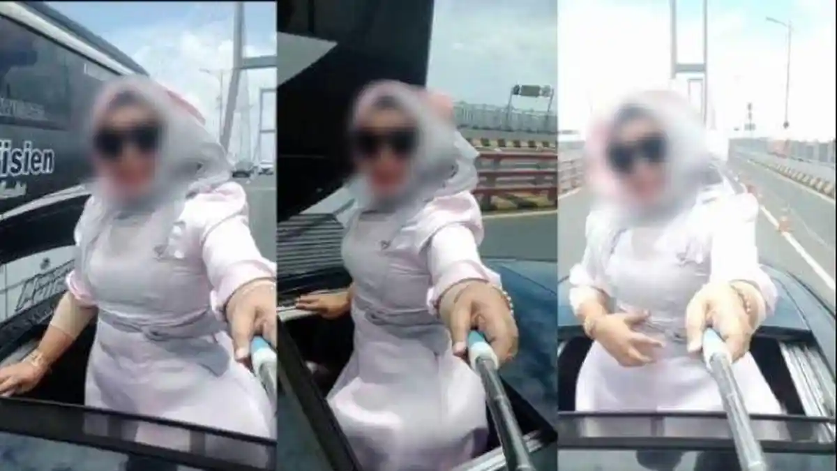 Sosok Tutik Sumanti, Emak-emak yang Buat Konten Bahaya di Jembatan Suramadu, Aksinya Viral di Medsos