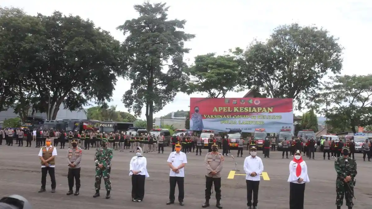 Dandim 0410 Romas Herlandes Hadiri Kegiatan Apel Kesiapan Vaksinasi Covid Keliling