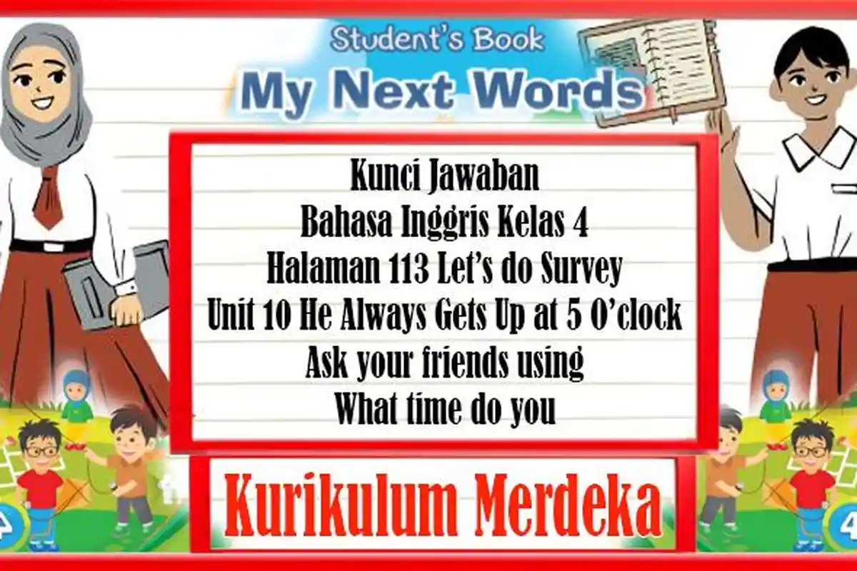 Kunci Jawaban Bahasa Inggris Kelas 4 Halaman 113 Let’s do Survey Unit 10 Ask Your Friends