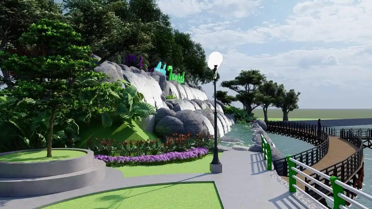 Desain Air Terjun Buatan Aek Tumpah di Batang Hari, Pembangunan Dimulai - Tribunjambi.com