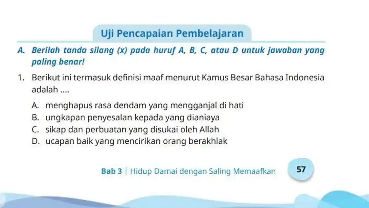 Kunci Jawaban PAI Kelas 6 Halaman 57 Kurikulum Merdeka: Uji Capaian Pembelajaran, Soal Pilihan Ganda
